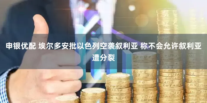 申银优配 埃尔多安批以色列空袭叙利亚 称不会允许叙利亚遭分裂