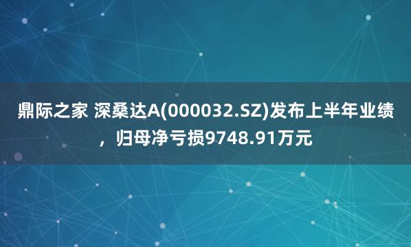 鼎际之家 深桑达A(000032.SZ)发布上半年业绩，归母净亏损9748.91万元